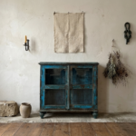 Vetrinetta Artigianale Vintage in Legno Decapato Turchese