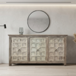 Credenza Etnica "Desert Sun" – 3 Ante in Legno Intagliato