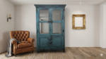 Vetrina Artigianale "Azure Antique" in Legno Massello