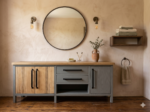 Mobile Bagno Artigianale in Legno Naturale e Antracite