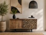 Credenza Artigianale Indiana "Mandala" - Legno di Mango Riciclato e Mosaico Geometrico