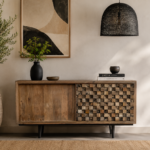 Credenza Artigianale Indiana "Mandala" - Legno di Mango Riciclato e Mosaico Geometrico