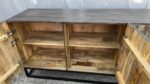 Credenza Artigianale "Monolite" - Legno Massello e Intarsi in Marmo Grigio - immagine 2