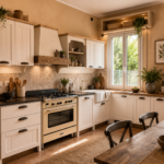 Cucina Artigianale in Legno Bianco Avorio - "Casale Mediterraneo"